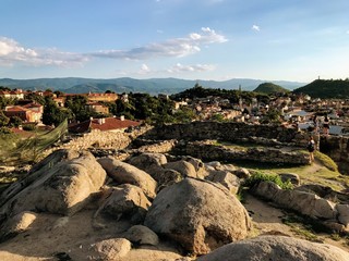 City view from the top of a hill in Plovdiv, Bulgaria