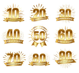 Anniversary numbers in gold