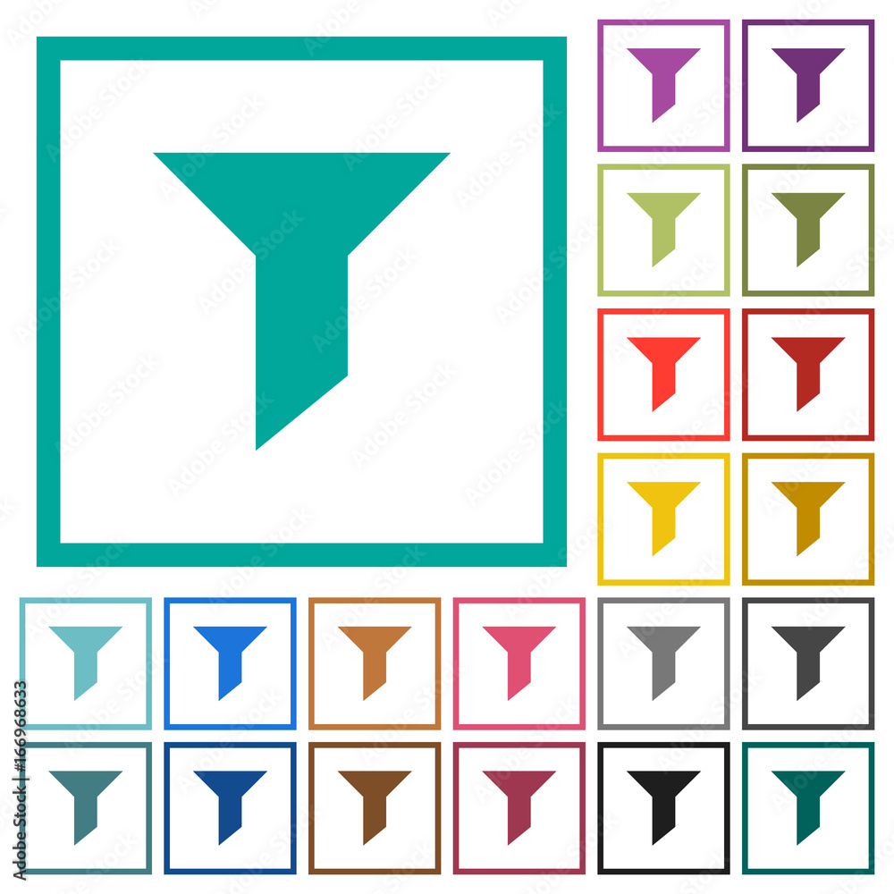 Poster filter flat color icons with quadrant frames