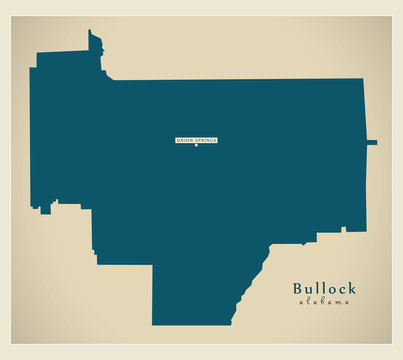 Modern Map - Bullock Alabama County USA Illustration