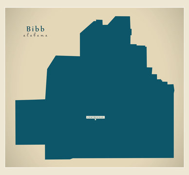 Modern Map - Bibb Alabama county USA illustration