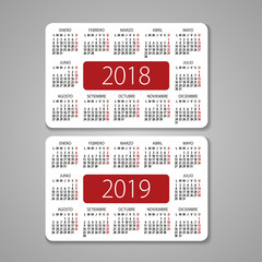 Hiszpański kalendarz wektorowy 2018 i 2019 roku. - 166969461