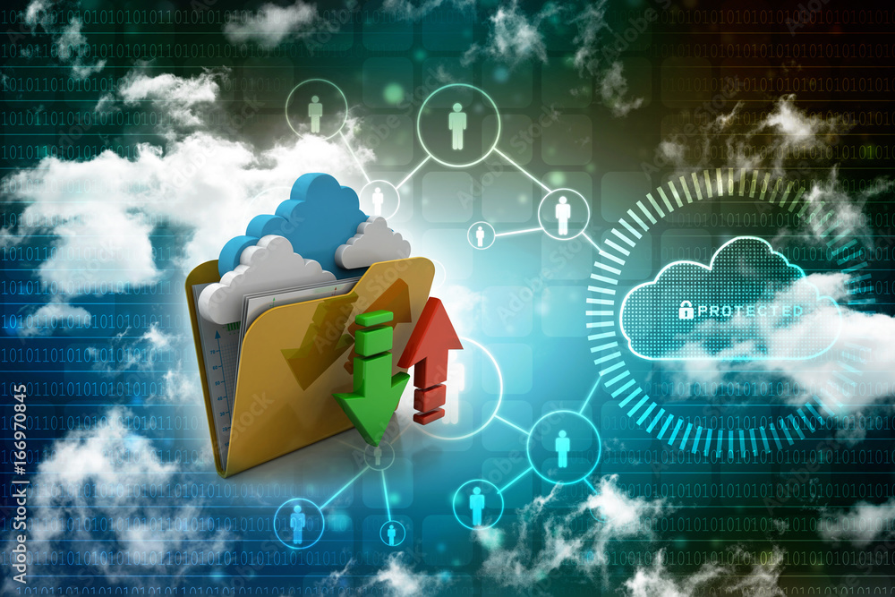 Poster 3d rendering cloud folder network