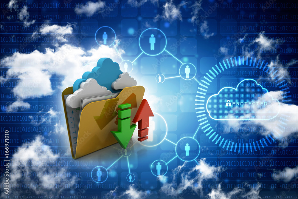 Poster 3d rendering cloud folder network