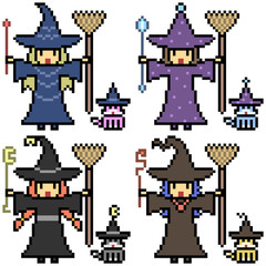vector pixel art witch