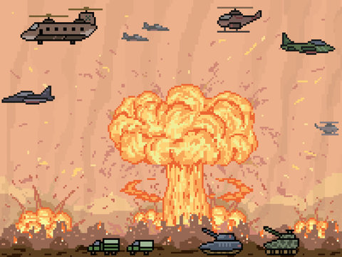 vector pixel art nuclear scene