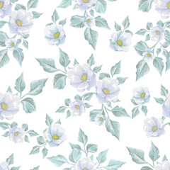Floral seamless pattern with    bouquets of flowers.  Vector hand drawn background.