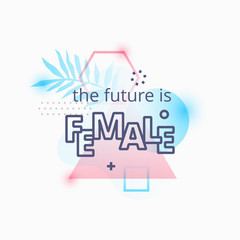 Emblem with the future is female words