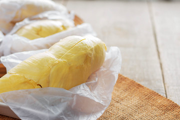 Durian on wooden.
