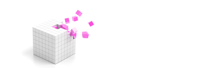 Exploding cubes, original 3d rendering