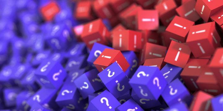 infinite question and answers cubes symbols, original 3d rendering
