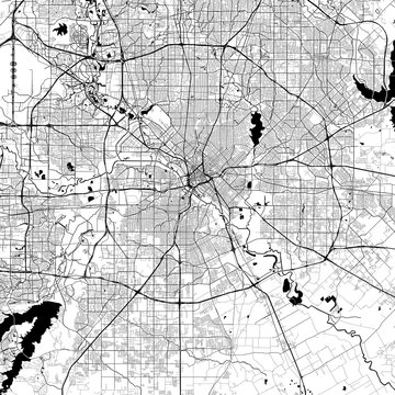 Dallas Monochrome Vector Map