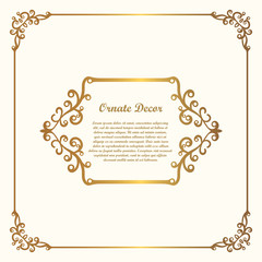 Vector decorative element for design. Frame template with place for text. Fine floral border. Lace decor. Elegant art for birthday and greeting card, wedding invitation.