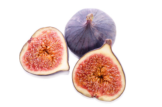 fruits of Fig tree ( whole and part)  isolated on white