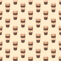 Seamless pattern with coffee in a paper cup
