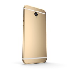 3D rendering gold smart phone with black screen
