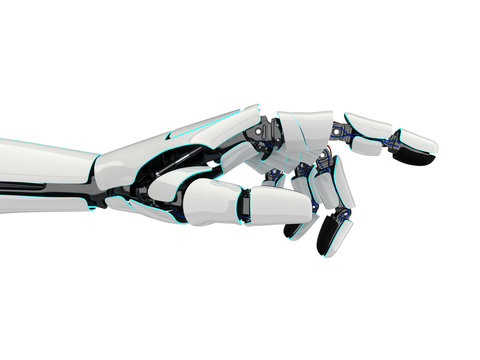 3D rendering robotic hand on a white background