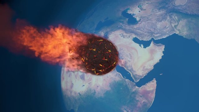 Animation of a meteorite burning up in the earth's mesosphere