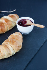 croissant and raspberry jam