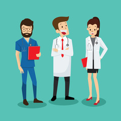 Medical Team Doctor Group Flat Profile Icon Vector Illustration