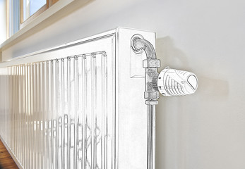 White radiator in an appartment.