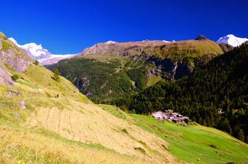 Alpine Mountain Rural Landscape (Switzerland) on the Road between the Resort of Zermatt and...