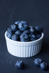 blueberry in a bowl on a black background
