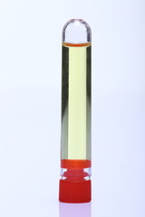 Yellow Liquid of Glass Glass Tube red cap, Lab Test tools