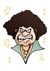 perm angry musician on isolated white