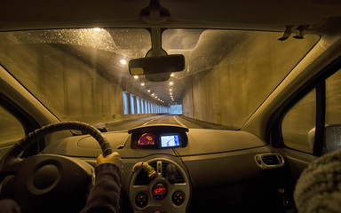 Car in a tunnel