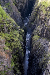 Mountain landscape in Norway, a snowy mountain, nature, Northern Norway, waterfall