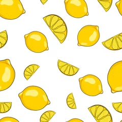 Cercles muraux Citrons Modèle sans couture de vecteur avec des citrons.
