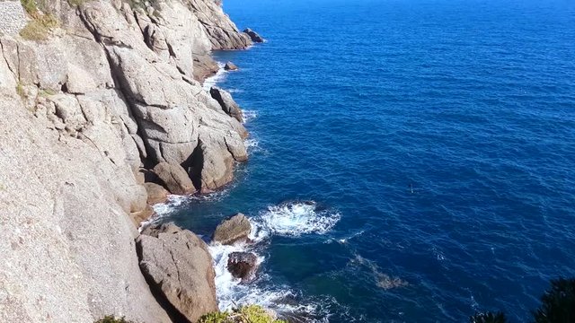 Cliff Rock Coast of Portofino, Liguria, Italy - 4K Video

