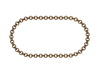 Bronze chain. Isolated on white background. Rounded frame.