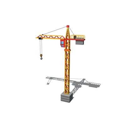 Tower crane. Isolated on white background. 3D rendering illustration.