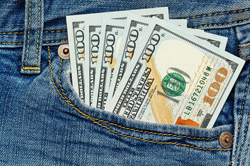 Hundreds of US dollars in jeans pocket
