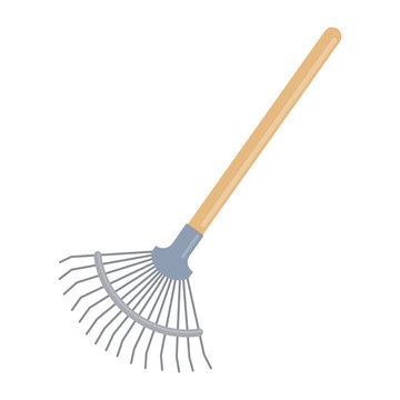 Garden tool and farming instrument - fan rake. Farming equipment. Vector