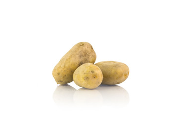 Big Potatoes Isolated On White Background With Reflection