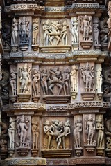 Sculpture at Kandariya Mahadeva Temple (the Great God of the Cave)  at Khajuraho in Madhya Pradesh, India