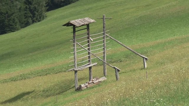 Kartitsch, Hollbruck, Sillian, Osttirol, Wiese, Bergwiese, Sommer, Ernte, Trocknen, Trockengestell, Holzgestell, Landwirtschaft