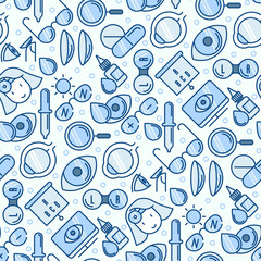 Fototapeta na wymiar Ophthalmology seamless pattern with vision care thin line icons. Vector illustration for banner, web page, print media.