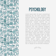 Psychological help concept in circle with thin line icons. Vector illustration for web page, banner, print media.