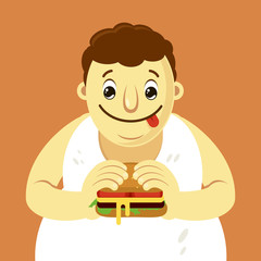 Man with hamburger