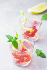 Red currant mint sangria. Selective focus.