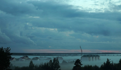 The city in the blue fog