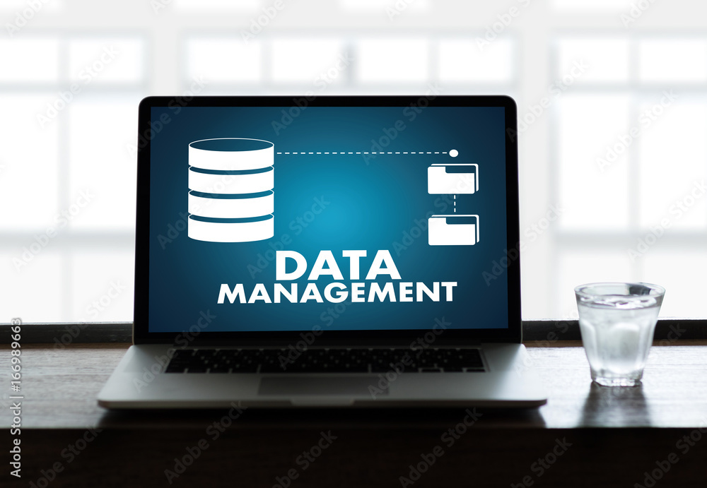 Poster data management file database cloud network technology concept