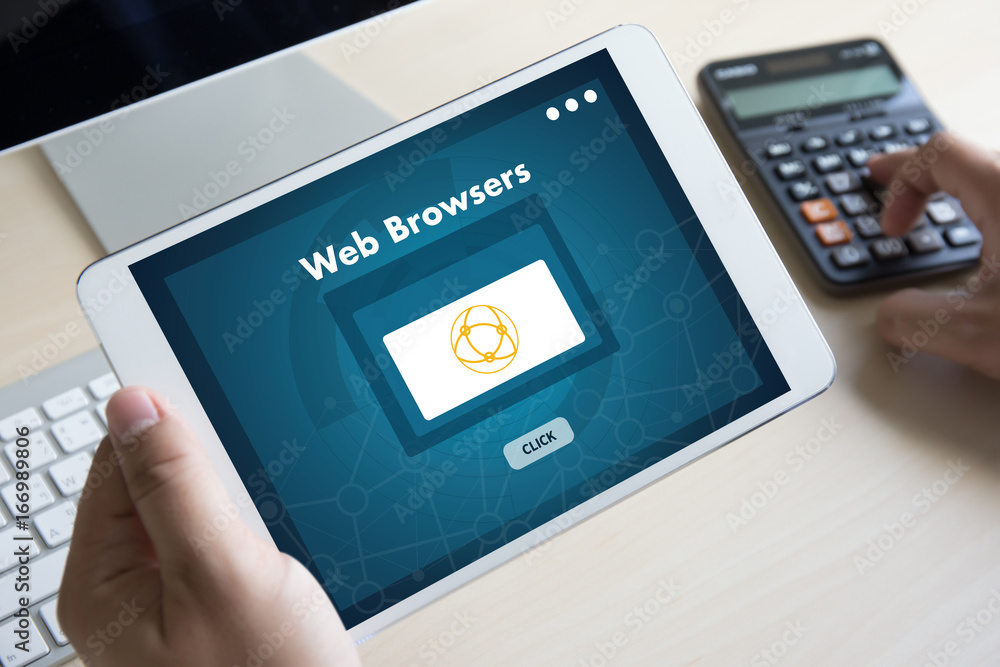 Poster browser http man use computer web browsers online networking connection technology digital