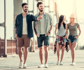 Fototapeta premium Young people walking outdoors