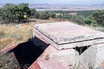 Old  abandoned trenches from the time of the Yom Kippur War on the Golan Heights, near the border...