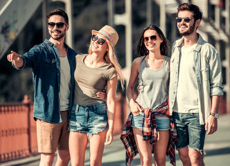 Young people walking outdoors